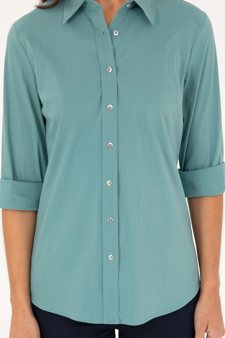 Kadın Mint Uzun Kollu Basic Gömlek - 50271263041