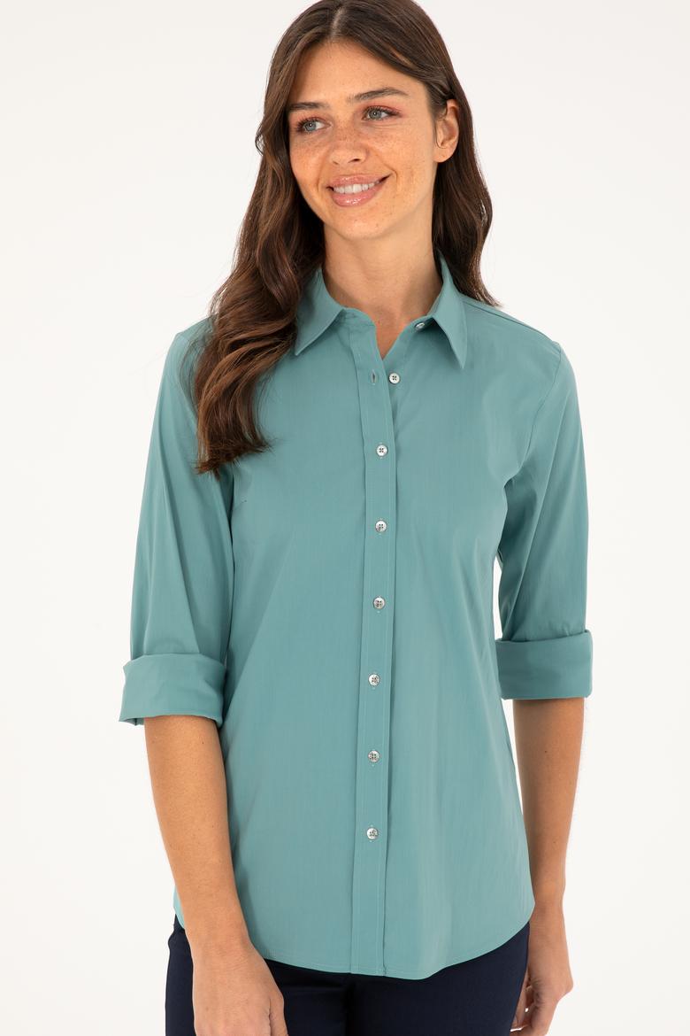 Kadın Mint Uzun Kollu Basic Gömlek - 50271263041