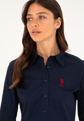 Kadın Lacivert Uzun Kollu Basic Gömlek - 50271266009