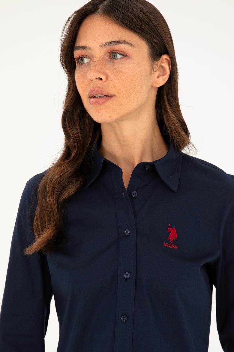 Kadın Lacivert Uzun Kollu Basic Gömlek - 50271266009