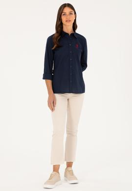 Kadın Lacivert Uzun Kollu Basic Gömlek - 50271266009