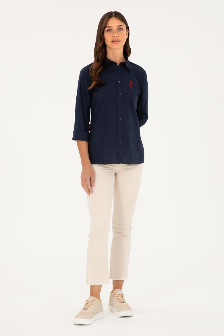 Kadın Lacivert Uzun Kollu Basic Gömlek - 50271266009