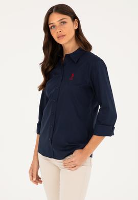 Kadın Lacivert Uzun Kollu Basic Gömlek - 50271266009