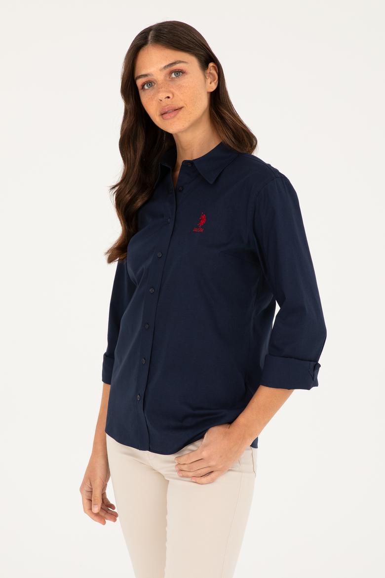 Kadın Lacivert Uzun Kollu Basic Gömlek - 50271266009