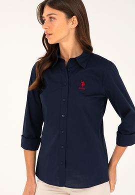 Kadın Lacivert Uzun Kollu Basic Gömlek - 50271266009