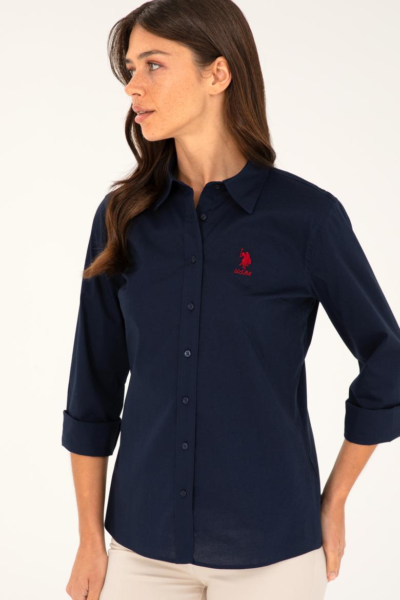 Kadın Lacivert Uzun Kollu Basic Gömlek