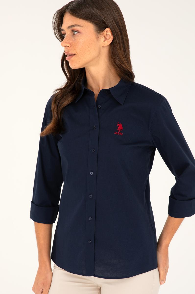 Kadın Lacivert Uzun Kollu Basic Gömlek