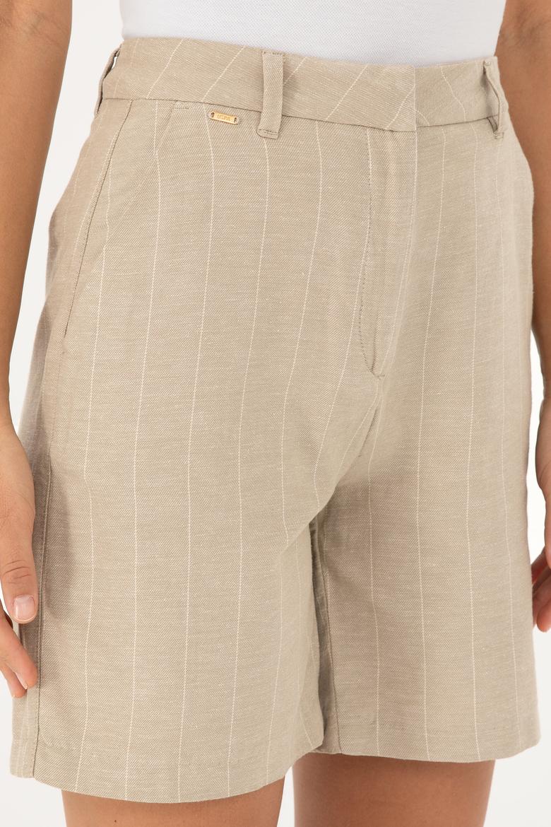 Kadın Haki Dokuma Şort - 50282334007