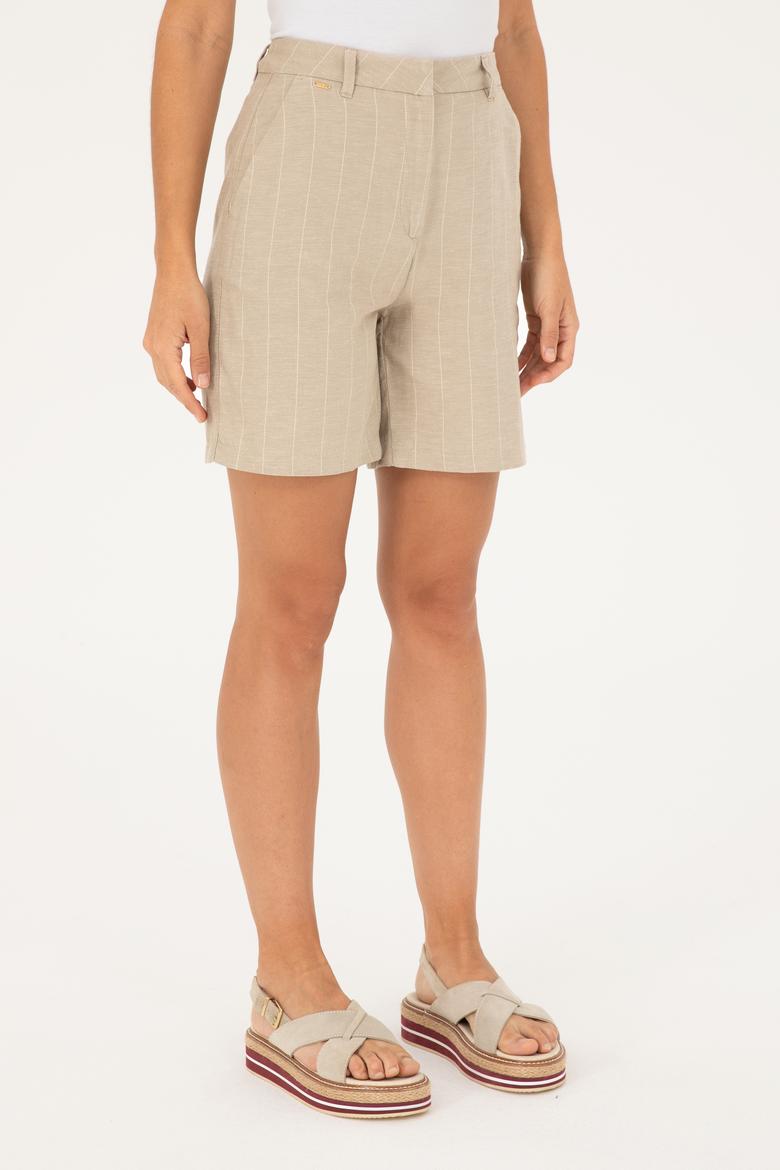 Kadın Haki Dokuma Şort - 50282334007