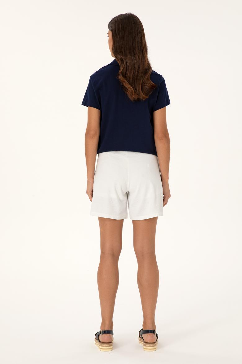 Kadın Ekru Örme Şort - 50289193020