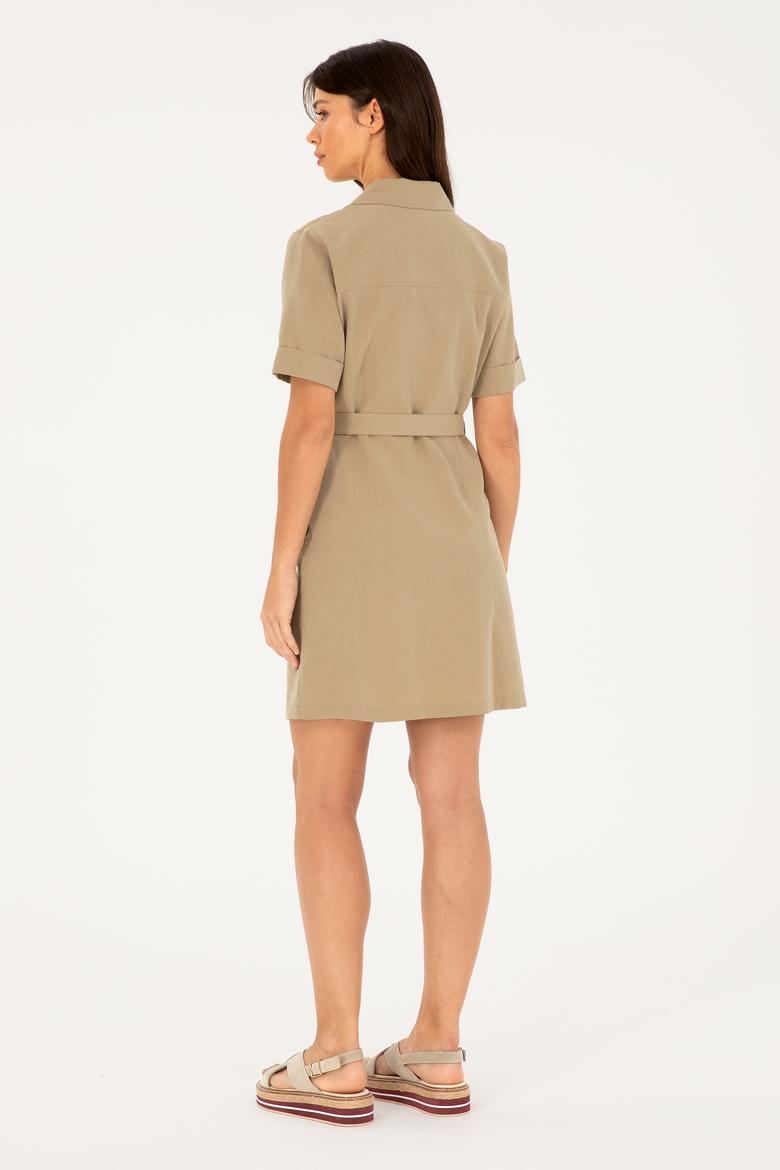 Kadın Somon Mini Boy Dokuma Elbise - 50280571002