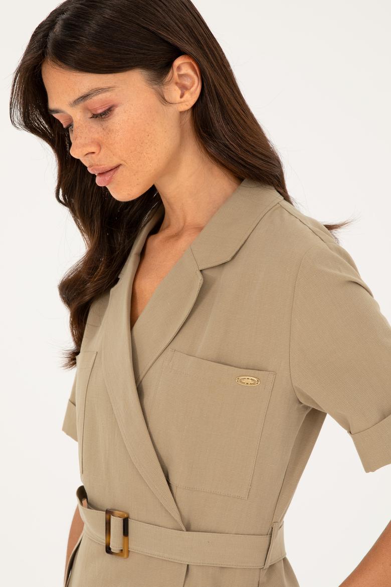 Kadın Somon Mini Boy Dokuma Elbise - 50280571002