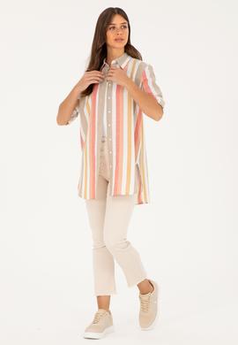 Kadın Bej Slim Flare Cropped Fit Jean Pantolon - 50282755003