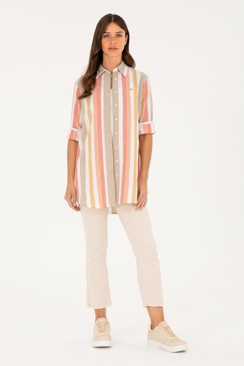 Kadın Bej Slim Flare Cropped Fit Jean Pantolon - 50282755003