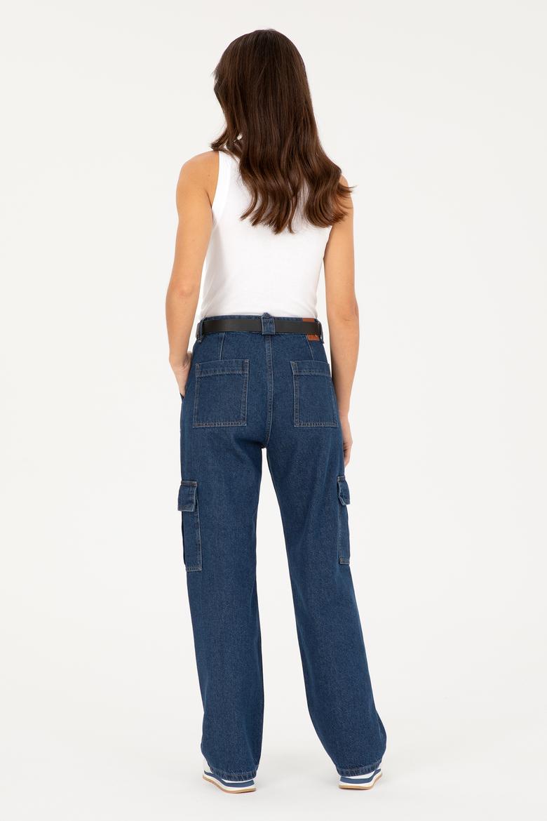 Kadın Mavi Jean Pantolon - 50282829006