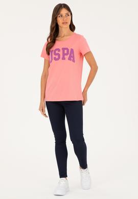 Kadın Pembe Bisiklet Yaka Basic Tişört - 50280036103