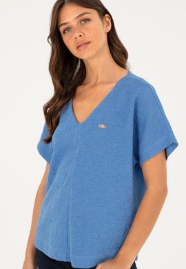 Kadın Saks Tişört - 50281815013