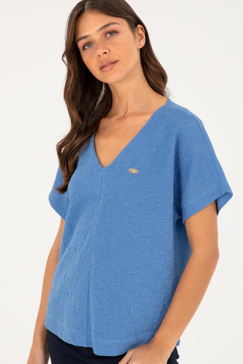 Kadın Saks Tişört - 50281815013