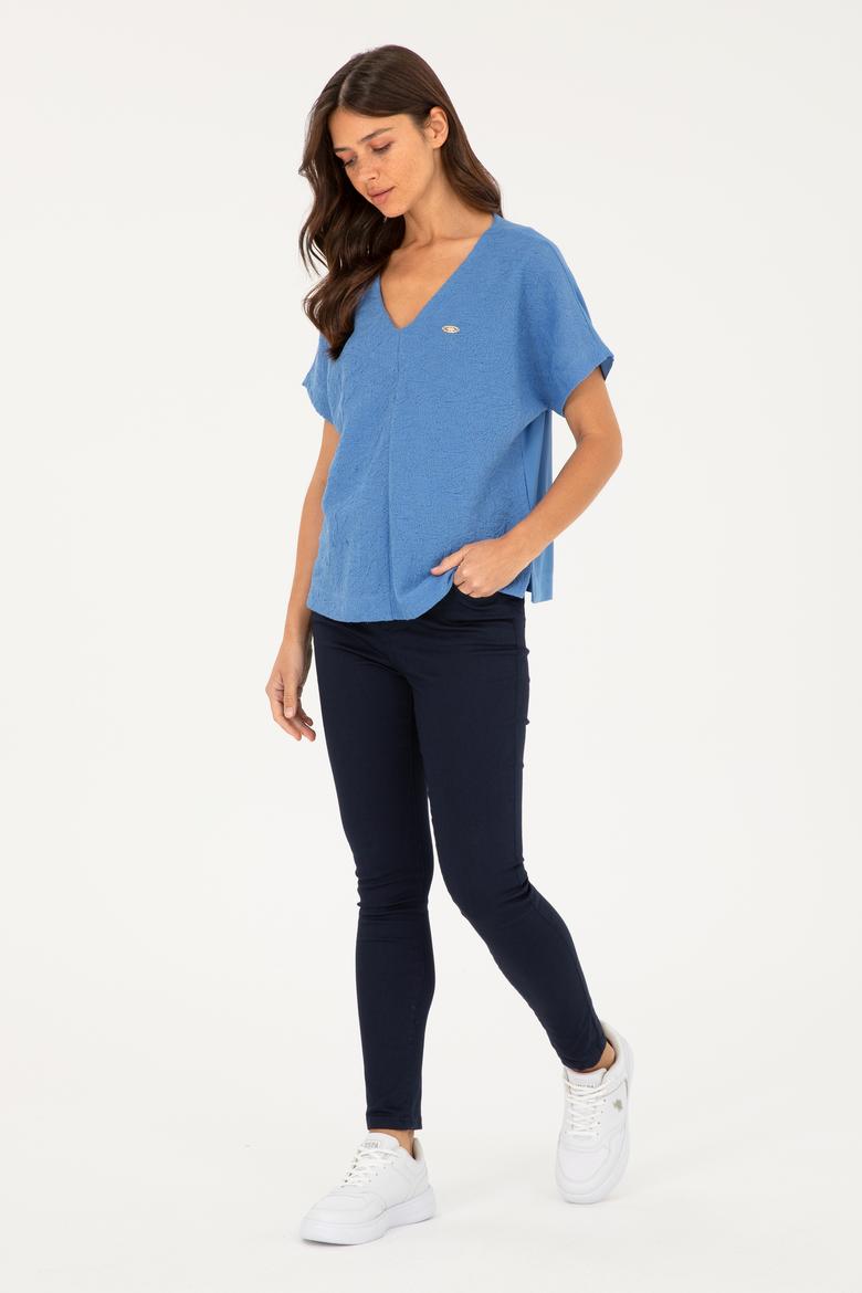 Kadın Saks Tişört - 50281815013