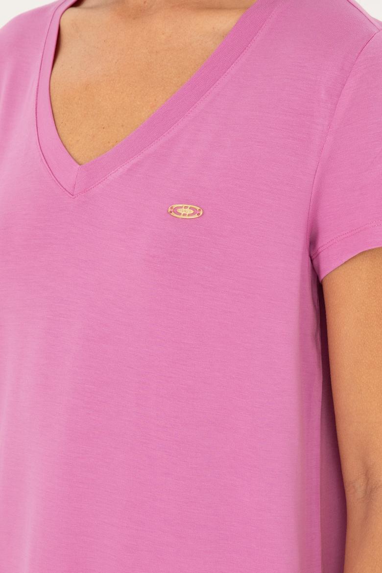 Kadın Menekşe V Yaka Basic Tişört - 50280019094
