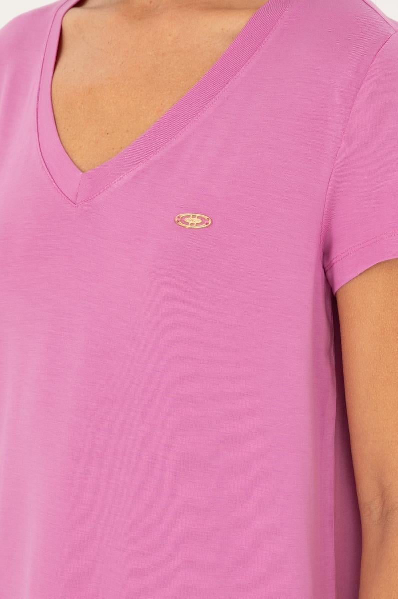 Kadın Menekşe V Yaka Basic Tişört