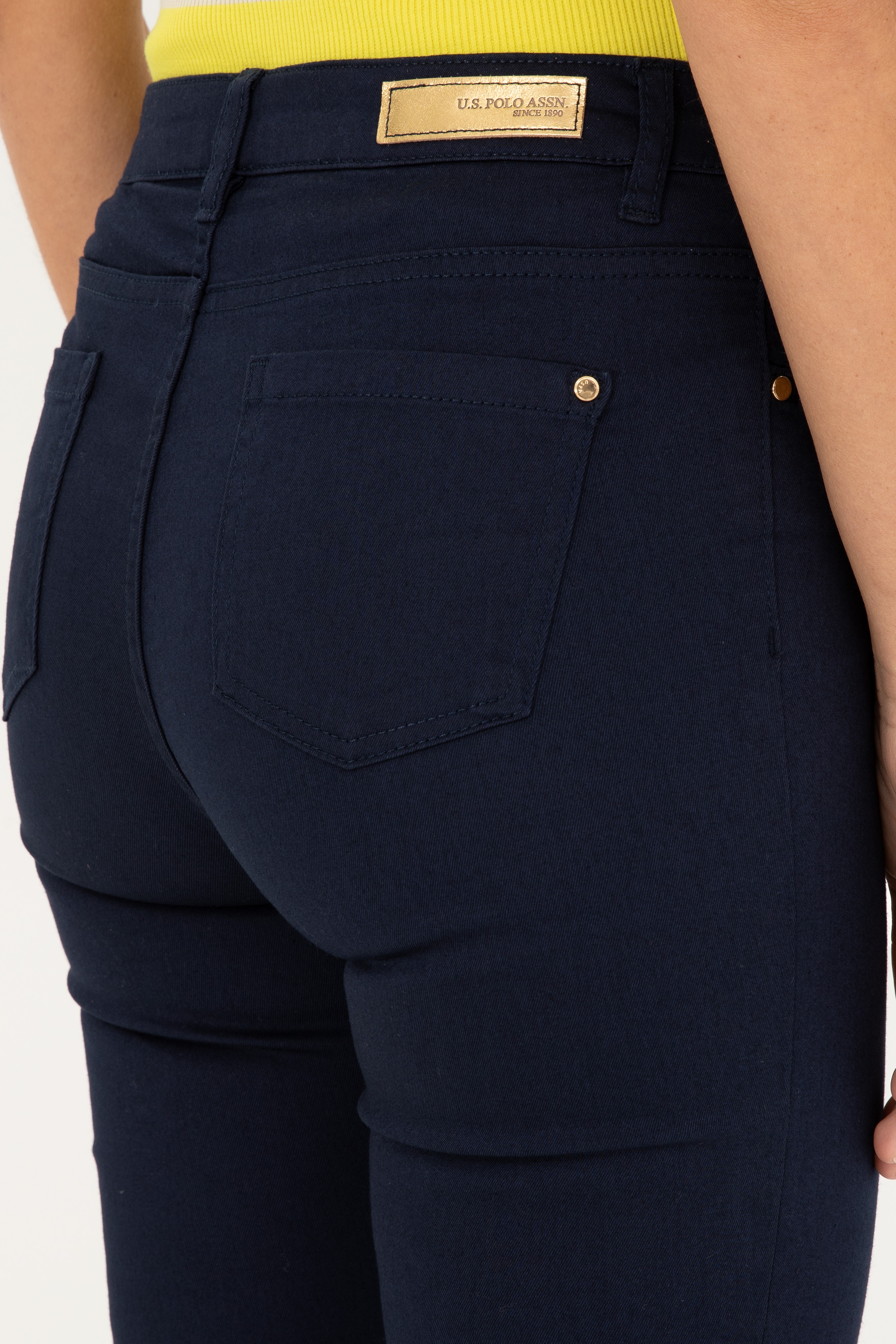 Kadın Lacivert Toothpick Fit Kanvas Pantolon - Image 6