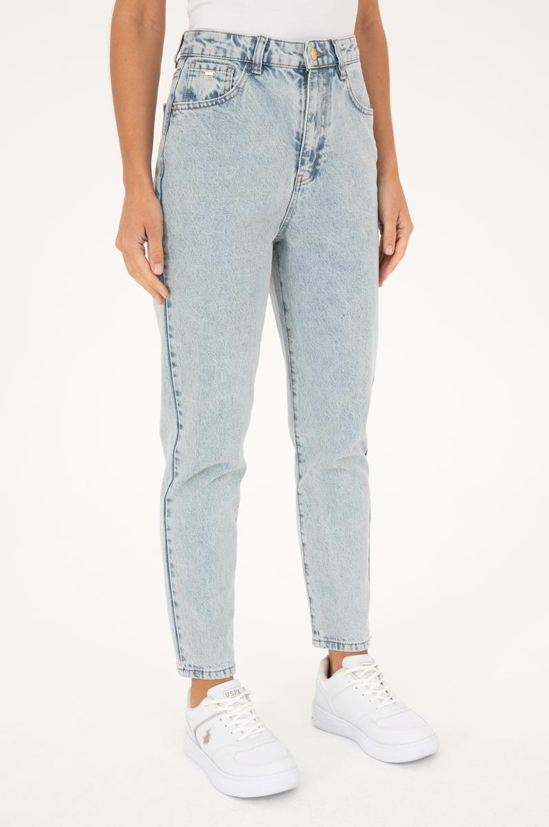 Kadın Açık Mavi Mom High Waist Fit Jean Pantolon