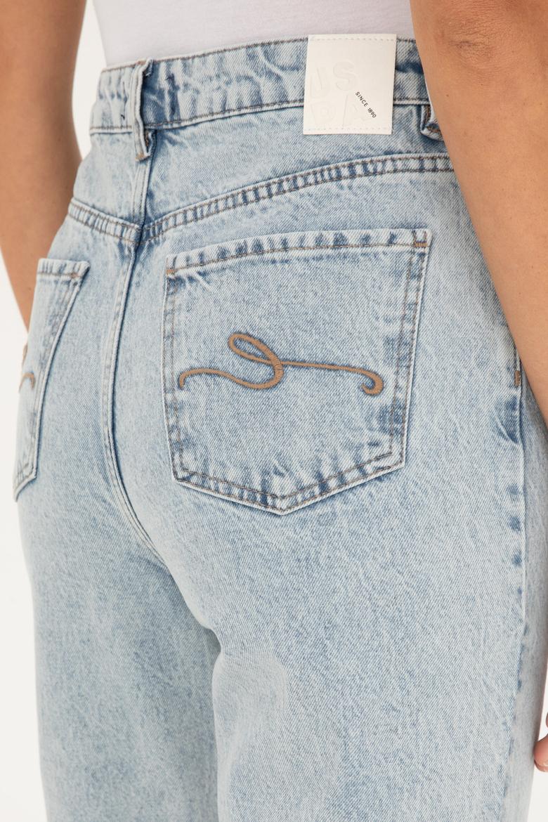 Kadın Açık Mavi Mom High Waist Fit Jean Pantolon - 50284793004