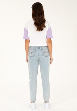 Kadın Açık Mavi Mom High Waist Fit Jean Pantolon - 50284793004