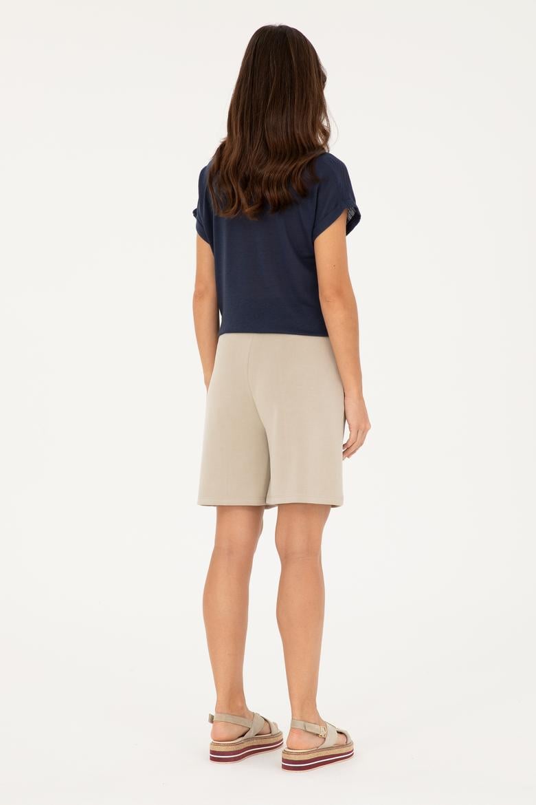 Kadın Açık Haki Örme Şort - 50282741032