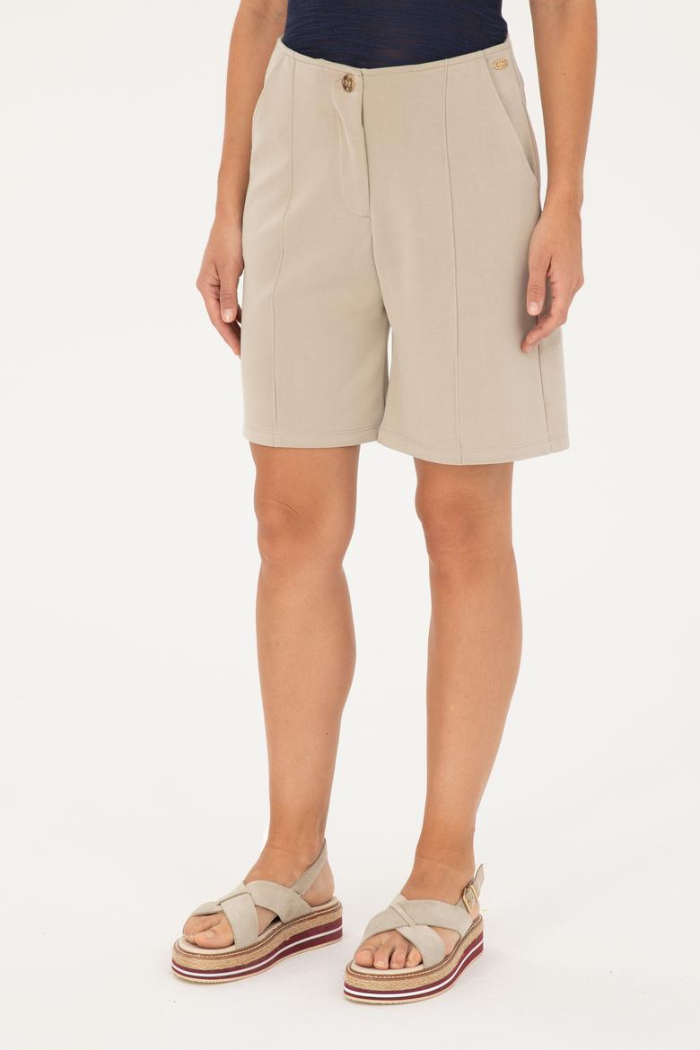 Kadın Açık Haki Örme Şort - 50282741032