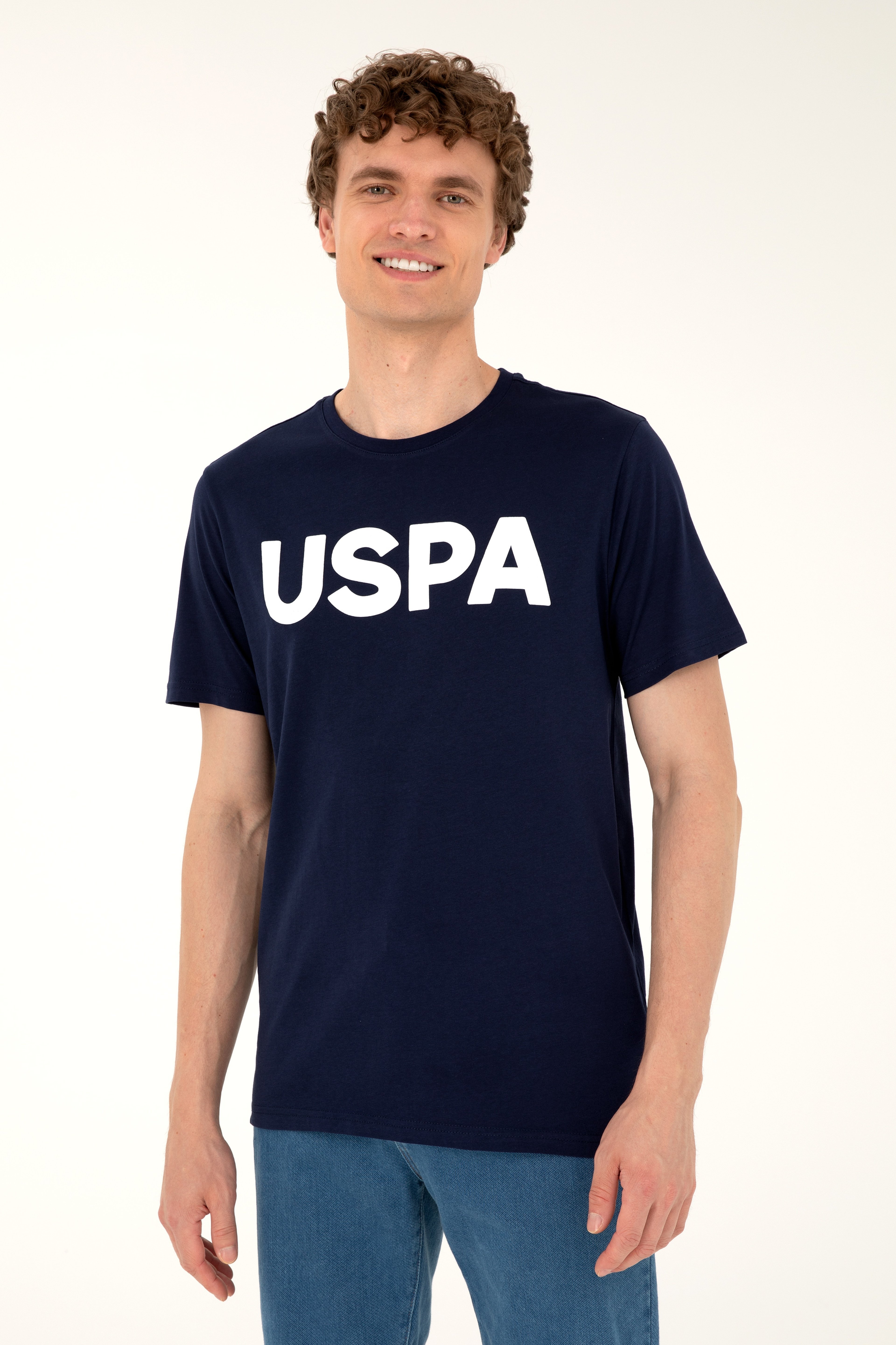 Erkek Regular Fit Bisiklet Yaka Lacivert Basic Tişört - Image 1