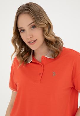 Kadın Nar Çiçeği Polo Yaka Tişört - 50285879032