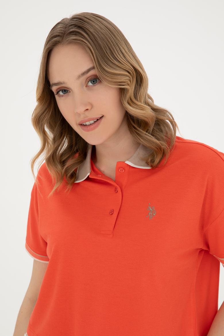 Kadın Nar Çiçeği Polo Yaka Tişört - 50285879032