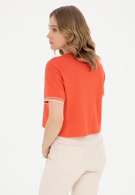 Kadın Nar Çiçeği Polo Yaka Tişört - 50285879032