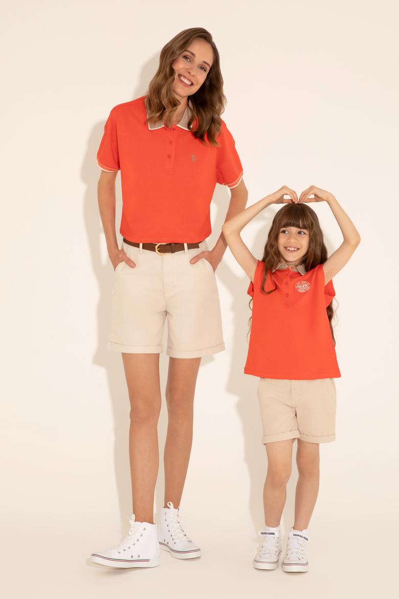 Kadın Nar Çiçeği Polo Yaka Tişört