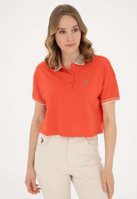 Kadın Nar Çiçeği Polo Yaka Tişört - 50285879032