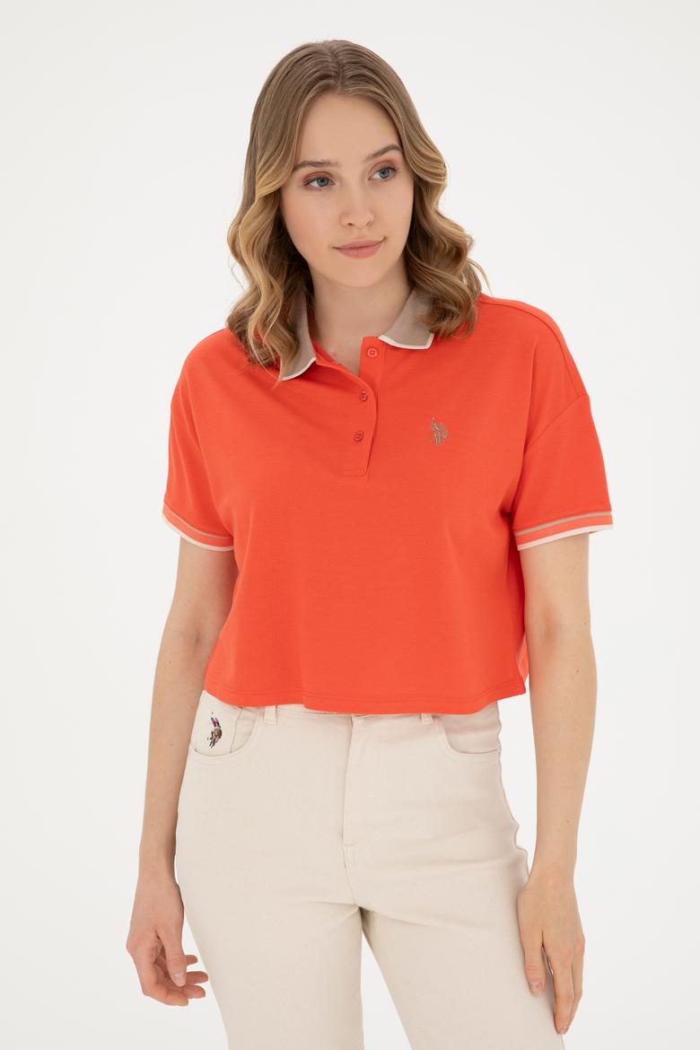 Kadın Nar Çiçeği Polo Yaka Tişört - 50285879032