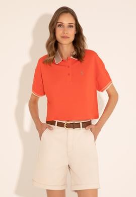 Kadın Nar Çiçeği Polo Yaka Tişört - 50285879032