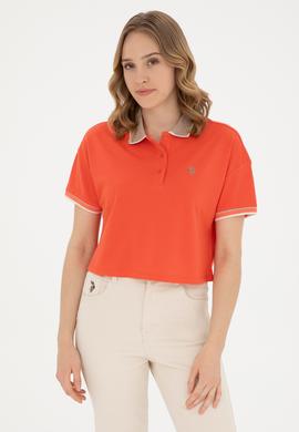 Kadın Nar Çiçeği Polo Yaka Tişört - 50285879032