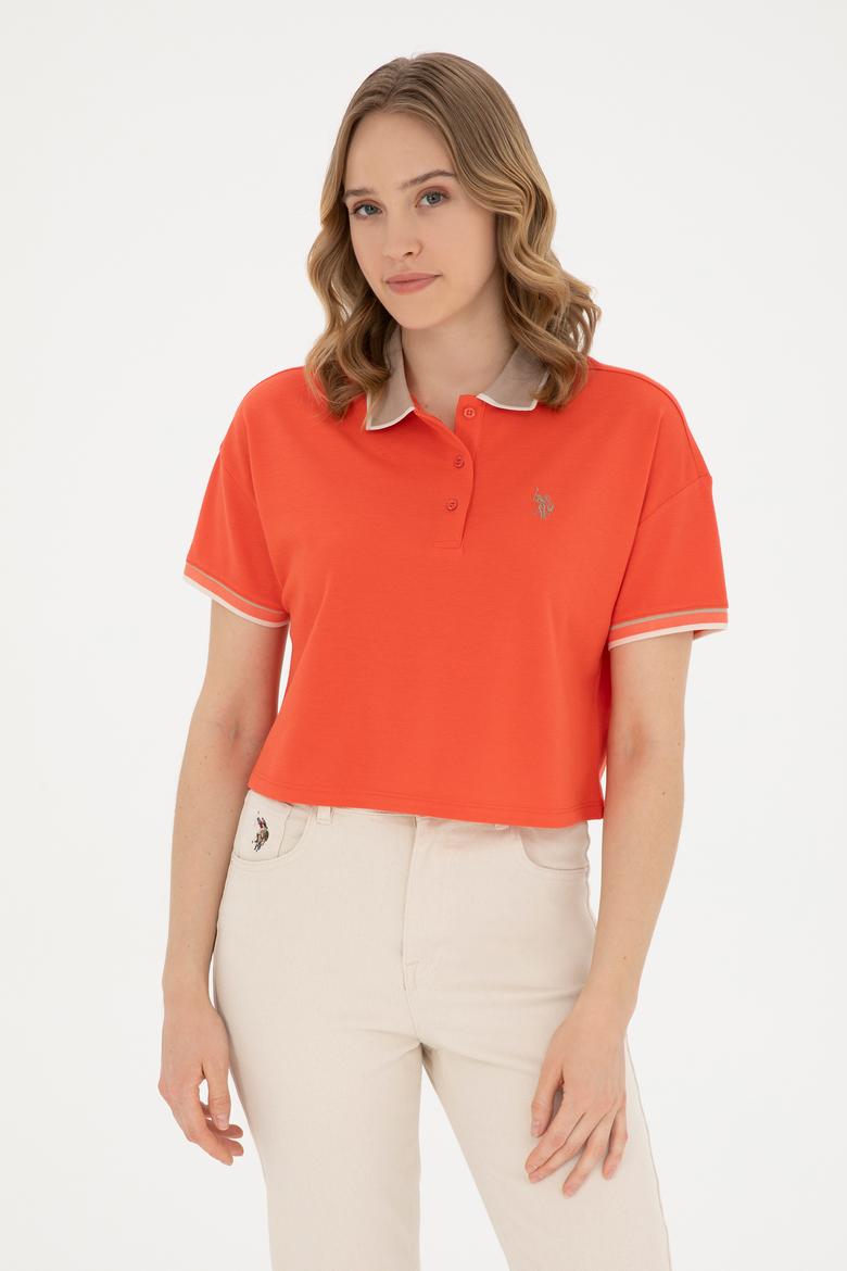 Kadın Nar Çiçeği Polo Yaka Tişört - 50285879032