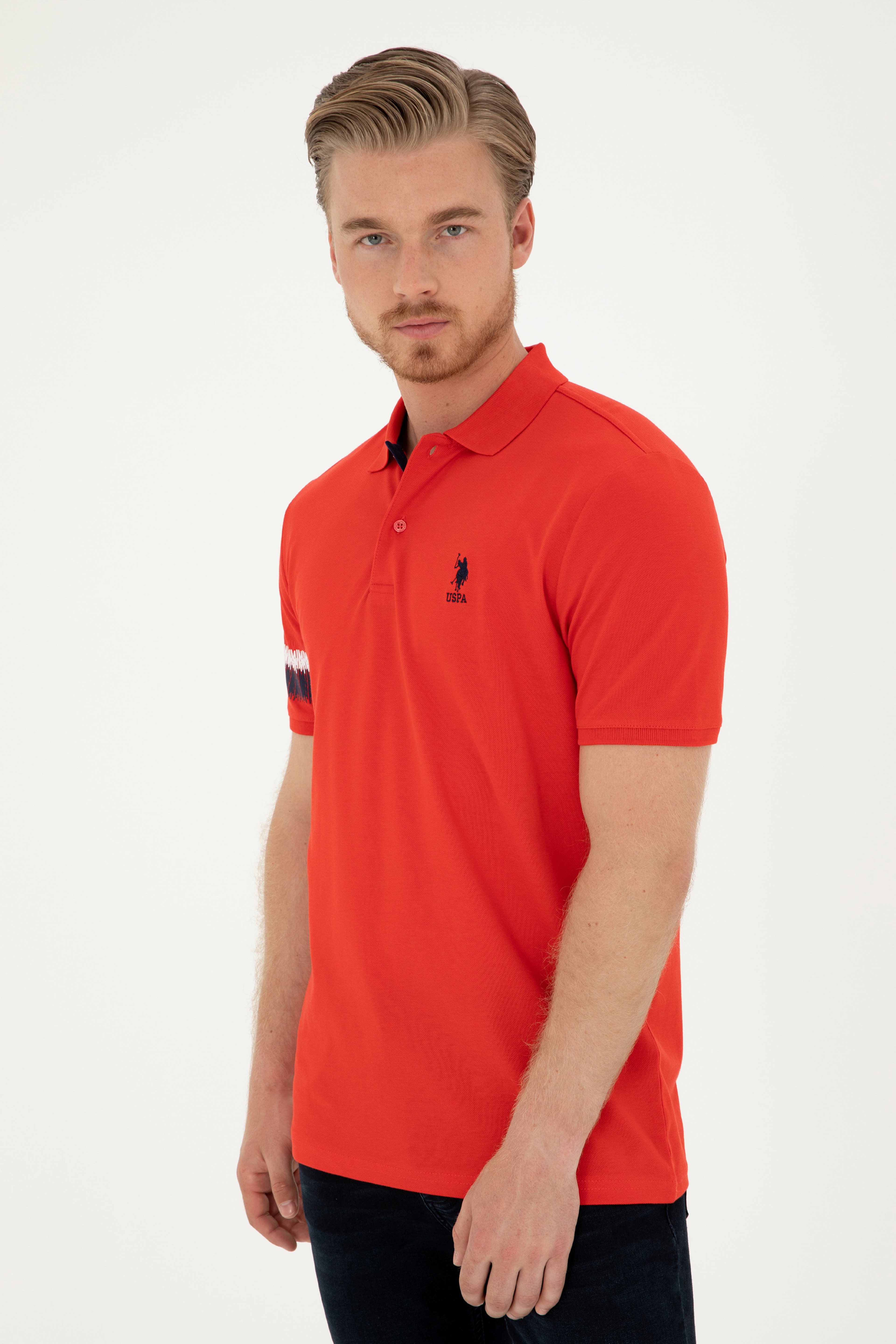 Erkek Regular Fit Polo Yaka Kırmızı Tişört