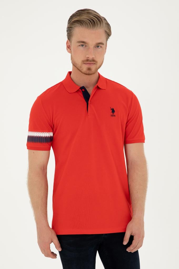 Erkek Regular Fit Polo Yaka Kırmızı Tişört