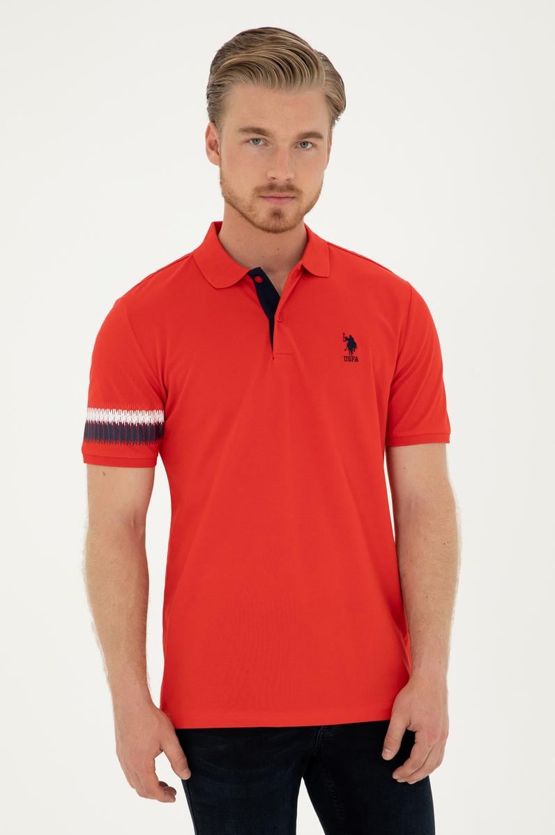 Erkek Regular Fit Polo Yaka Kırmızı Tişört