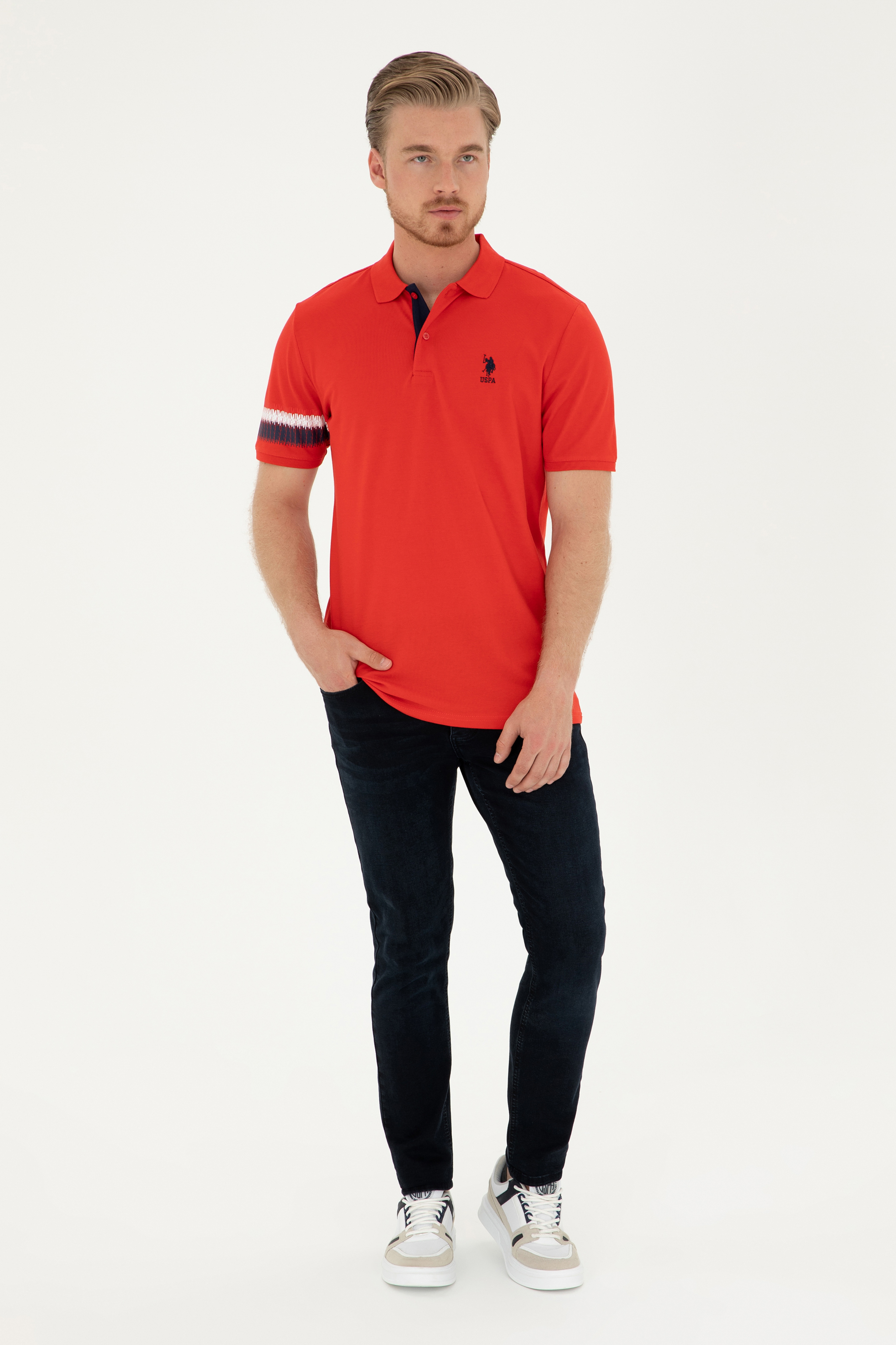 Erkek Regular Fit Polo Yaka Kırmızı Tişört