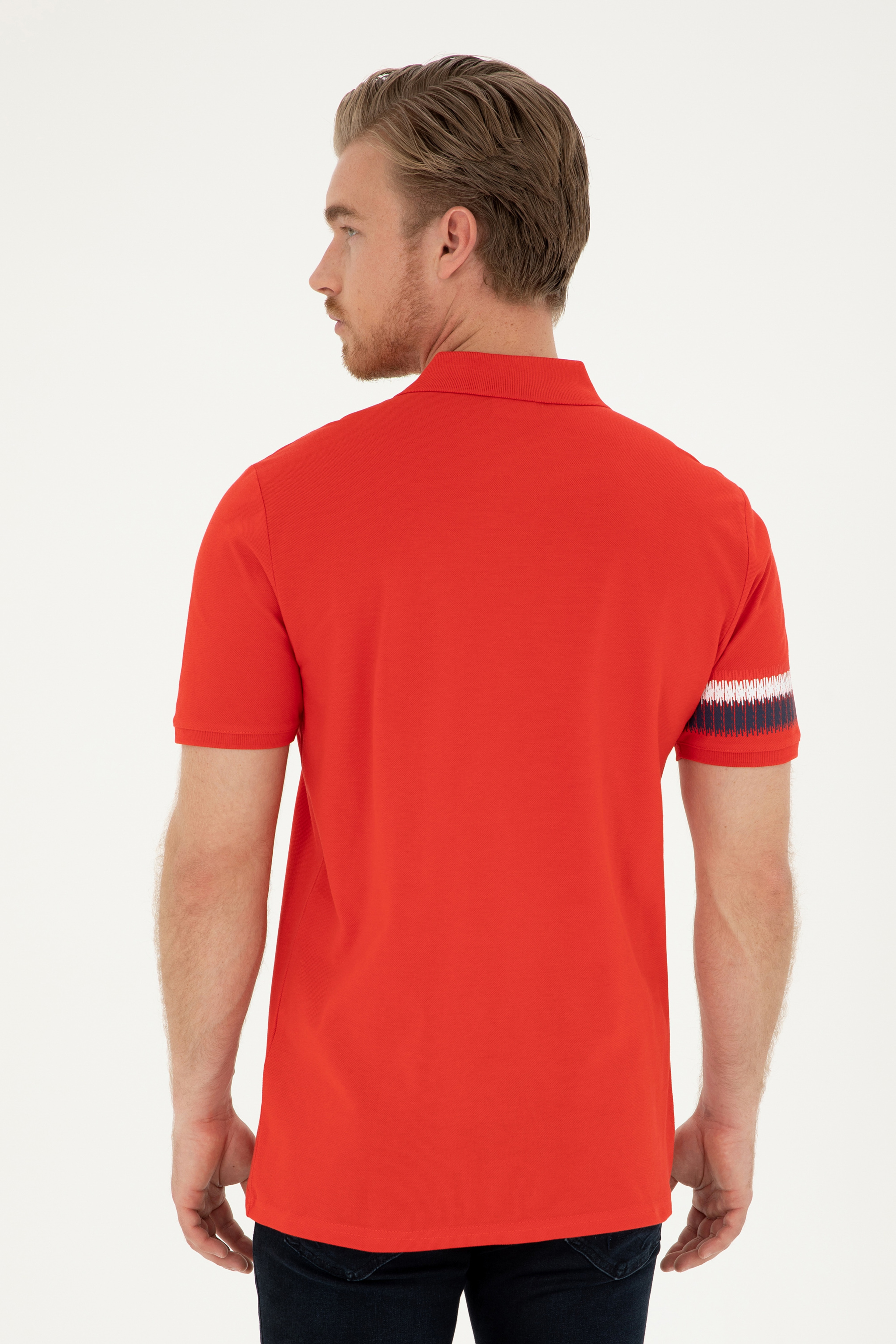 Erkek Regular Fit Polo Yaka Kırmızı Tişört - Image 5