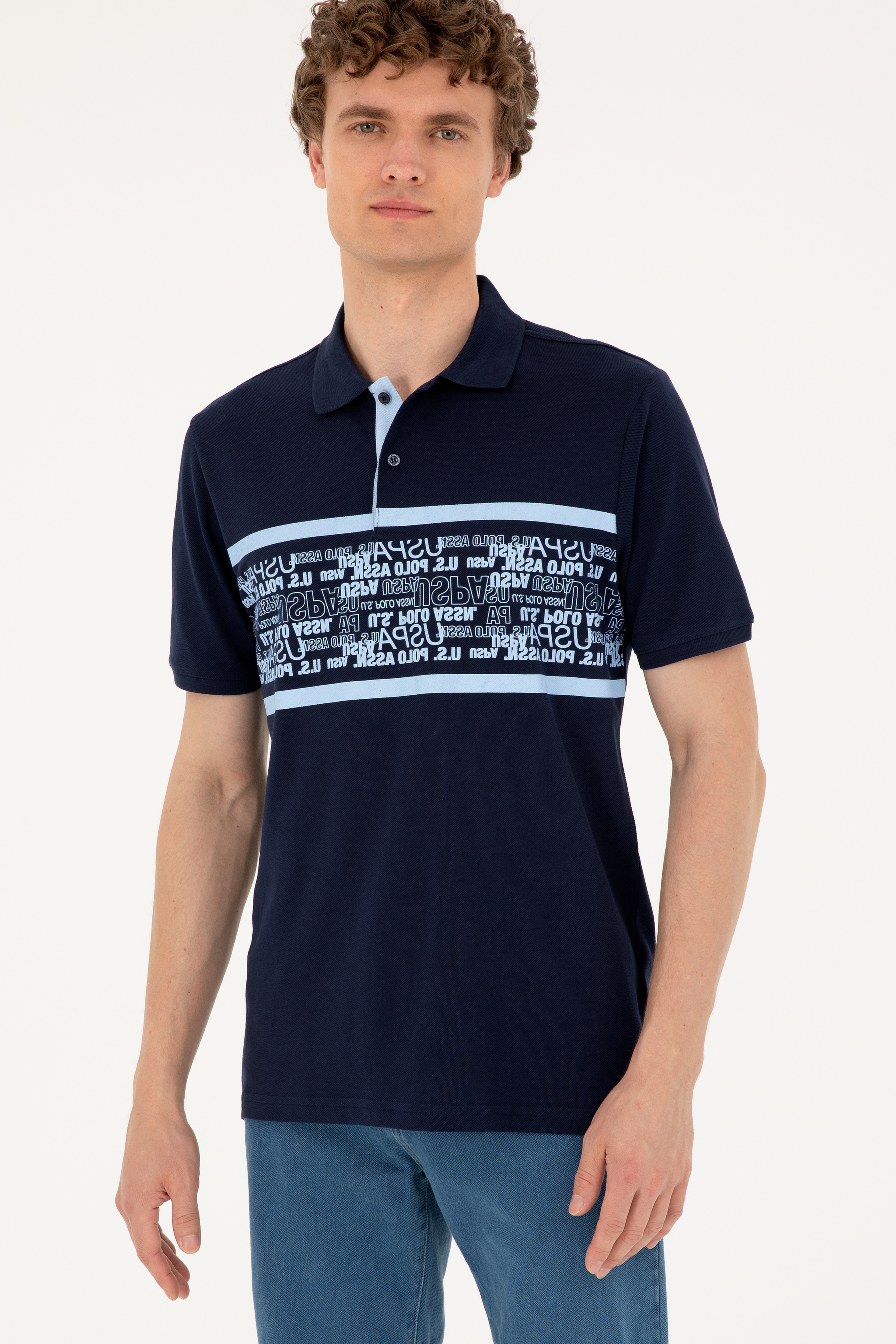 Erkek Regular Fit Polo Yaka Lacivert Tişört - Image 3