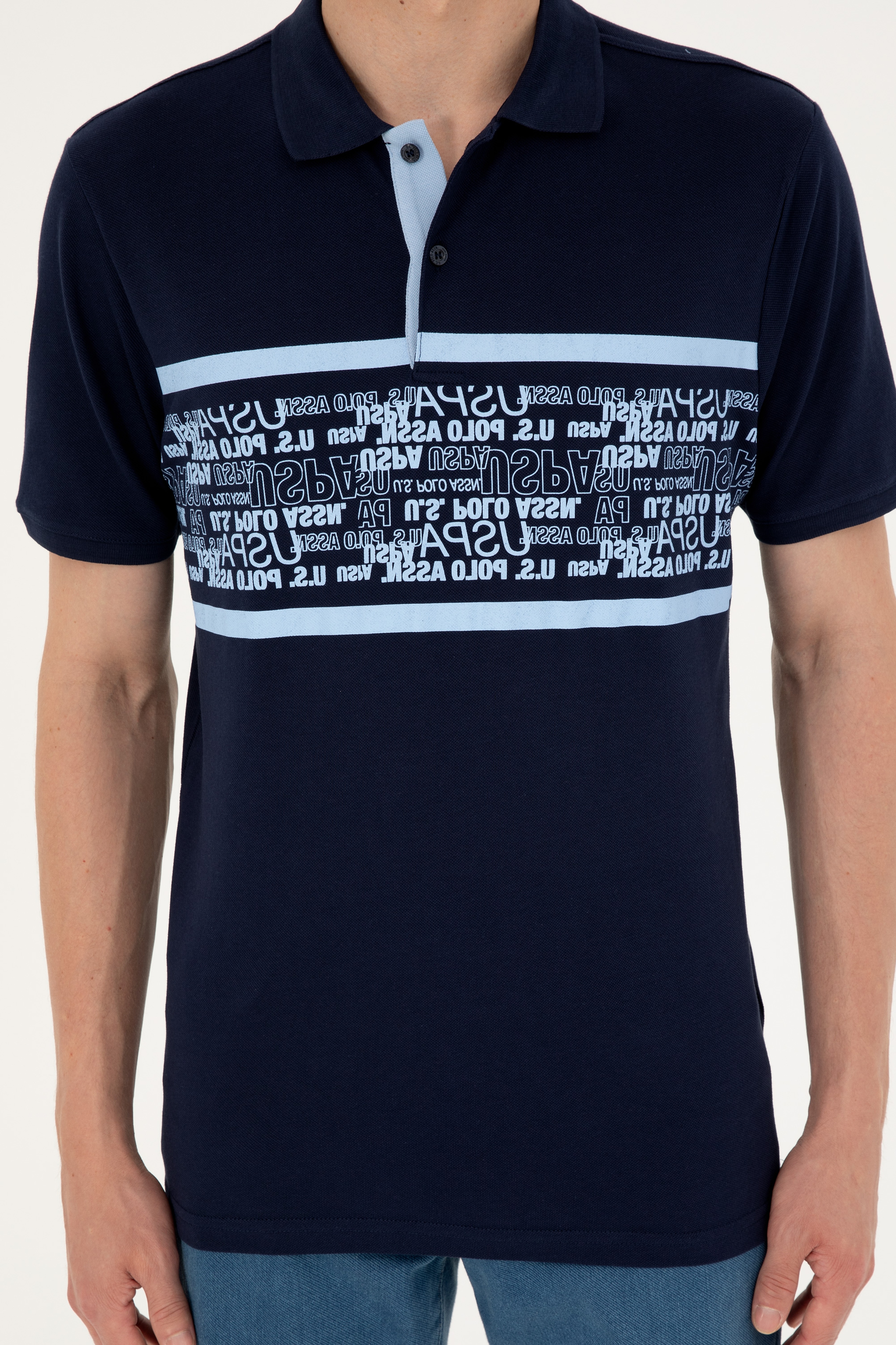 Erkek Regular Fit Polo Yaka Lacivert Tişört - Image 6