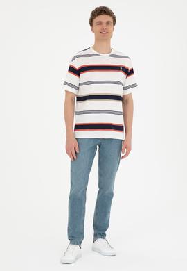 Erkek Comfort Fit Bisiklet Yaka Kırmızı Tişört - 50287038006