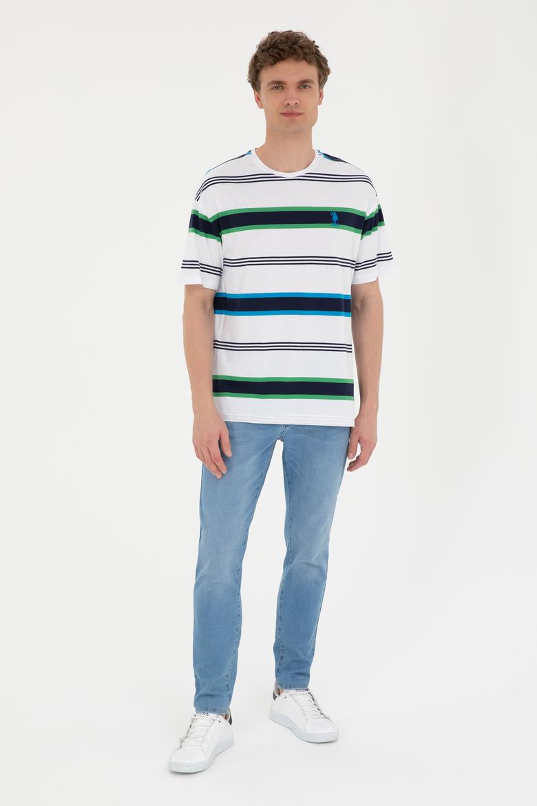 Erkek Comfort Fit Bisiklet Yaka Ekru Tişört - 50287038027